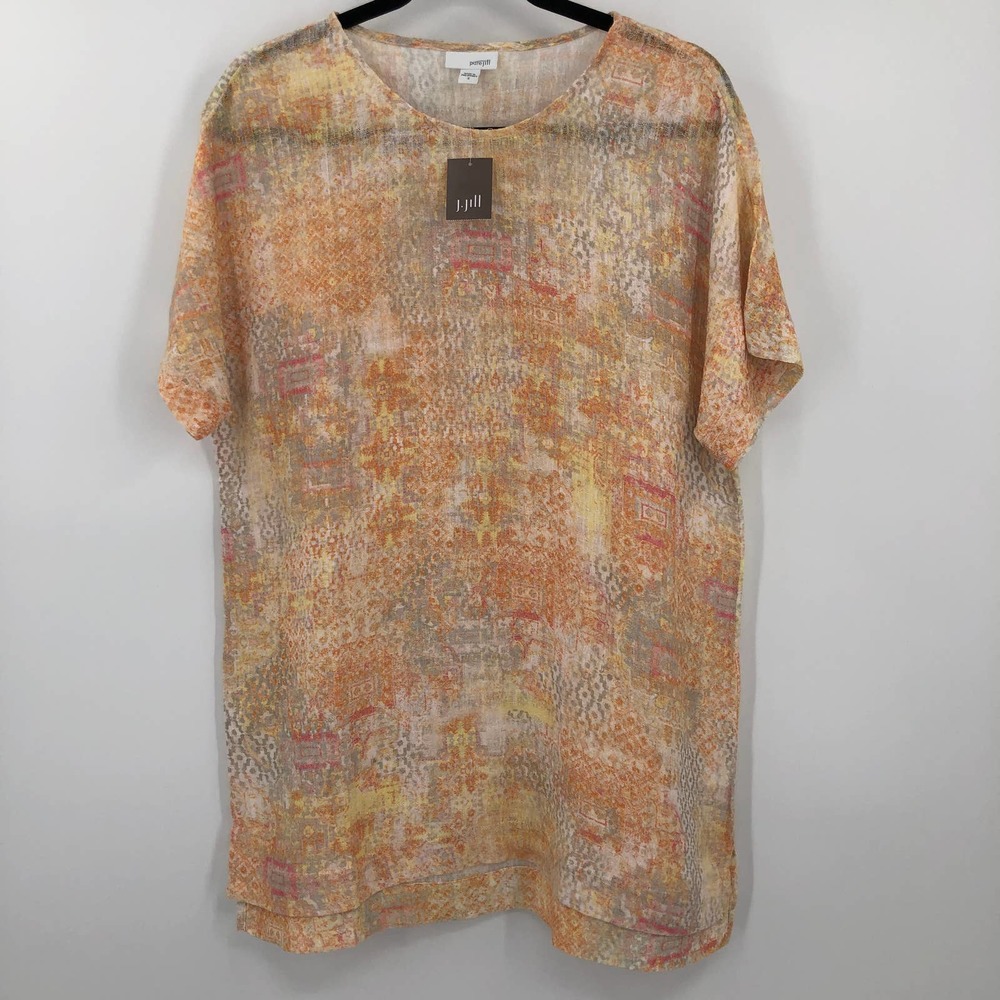 J. Jill Floral Mosaic Tunic in Peach, Cream & Pink